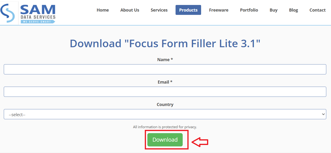 download page for focus form filller