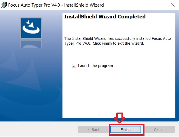 finish button to complete installation demo